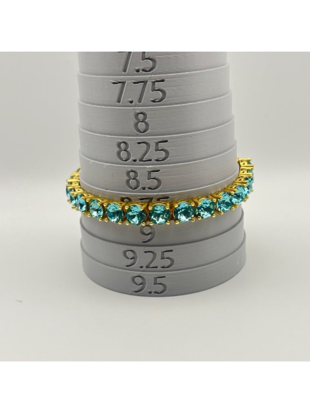 Park Lane Gold-Tone Bracelet Aqua Blue Crystal Tennis Impression Adjustable Box - Picture 6 of 9